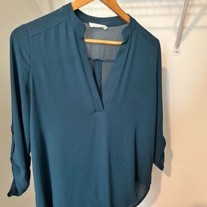 Francesca's Flowy Teal Blouse